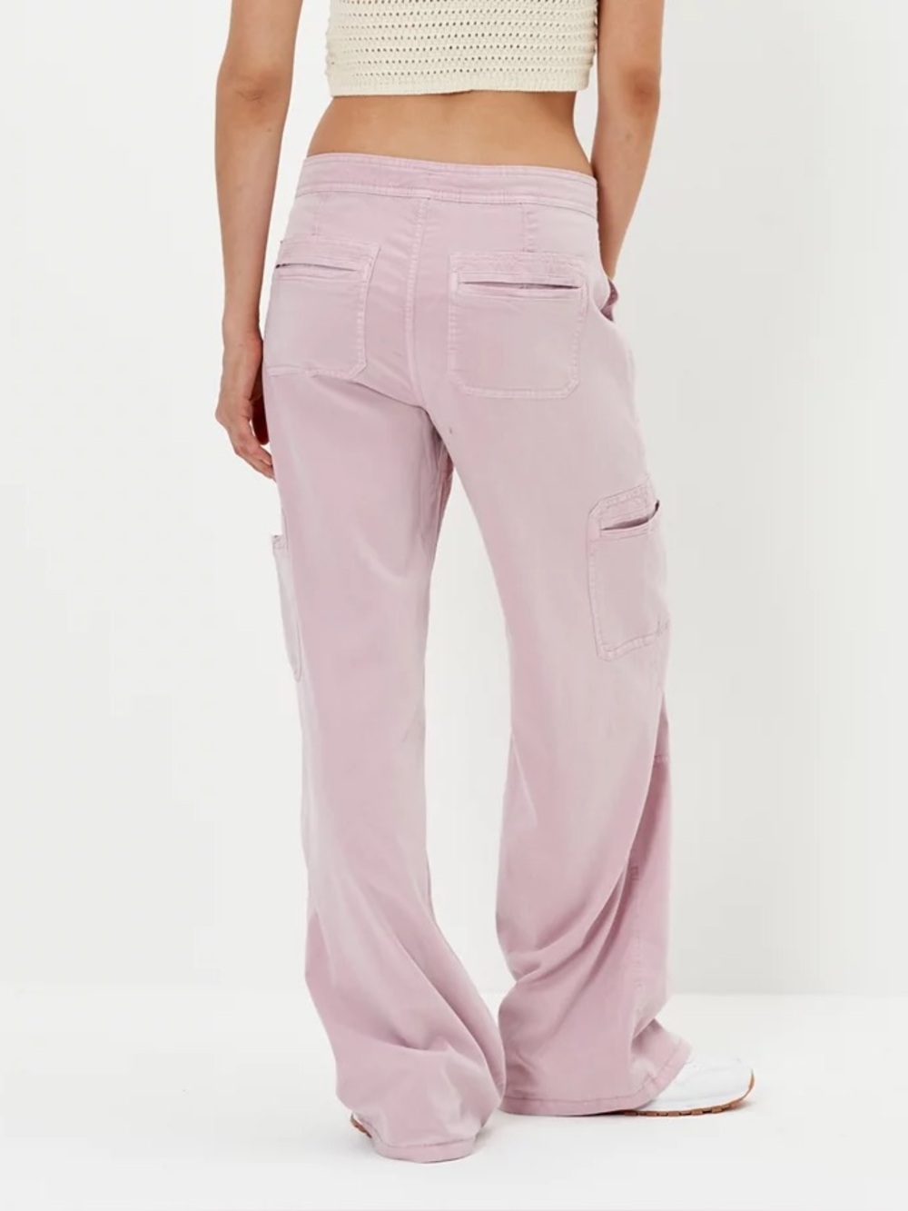 AE NWT Lilac Dreamy Drape Stretch High Waist Baggy Wide Leg Cargo Pants- Size 12 - Picture 3 of 6